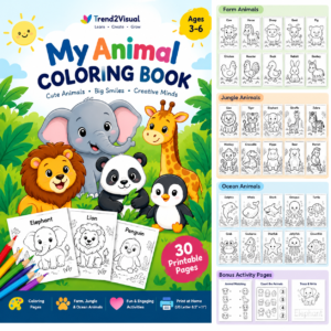 Animal Coloring Book for Kids | 30 Printable Pages