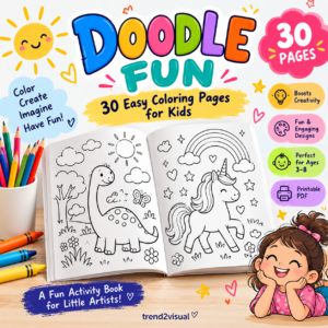 Doodle Fun: 30 Easy Coloring Pages for Kids